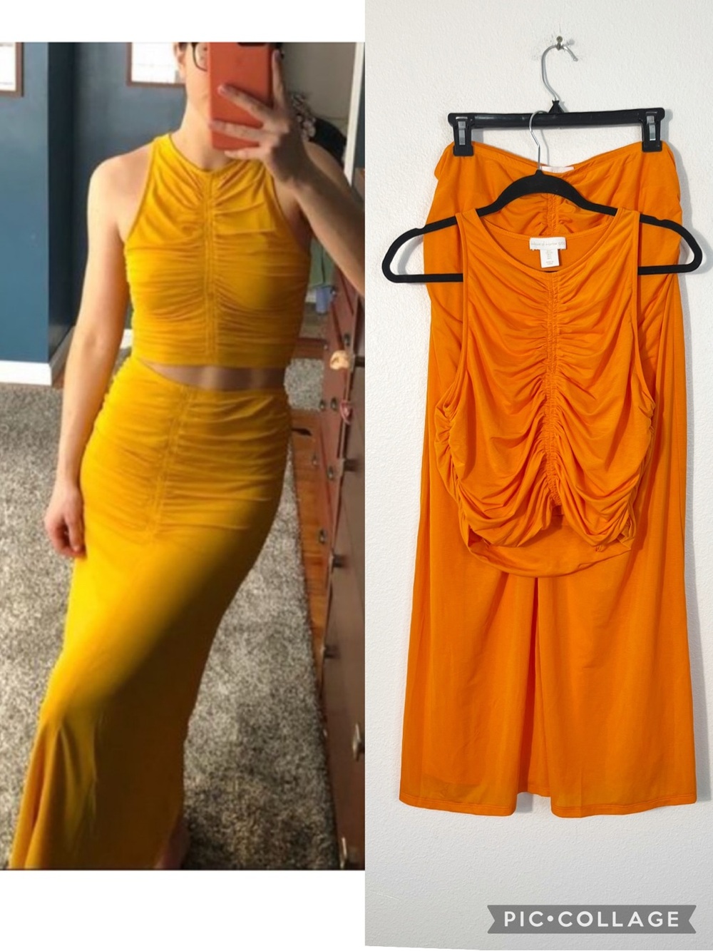House of Harlow x Revolve Ruched Two Piece Skirt Set Orange Size Large